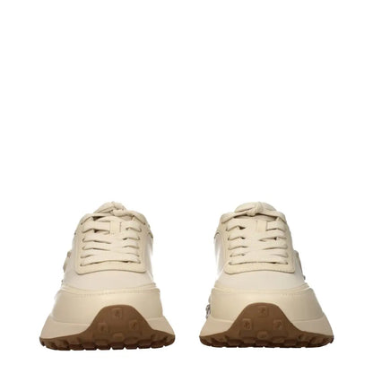 Jimmy Choo beige chunky sneakers med cremfarvet læder og brun gummisål