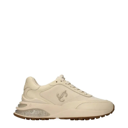 Jimmy Choo beige chunky sneakers with cream fabric and transparent sole