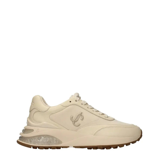 Jimmy Choo beige chunky sneakers with cream fabric and transparent sole