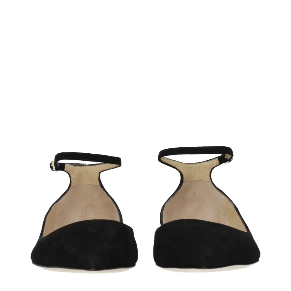 Jimmy Choo sorte suede t-straps med beige indersål, 100% originale