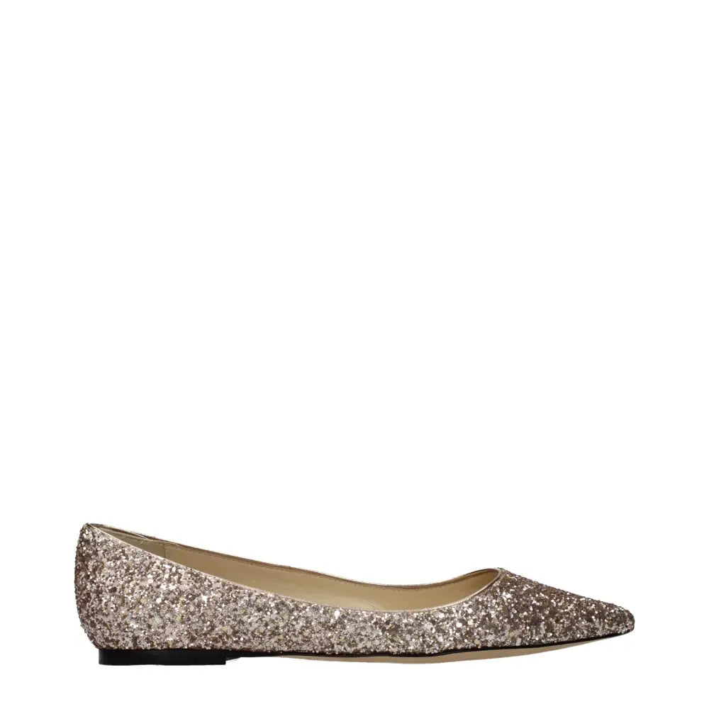 Jimmy Choo pink ballet flats i rosaguld glitter med spids tå og sort sål