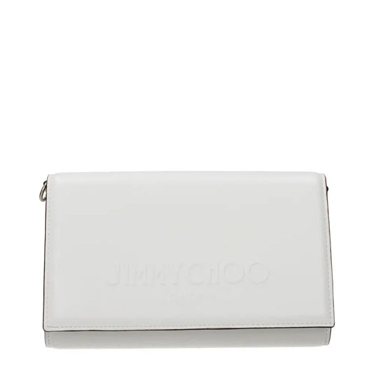 Jimmy choo hvid læderclutch med glansfuld overflade