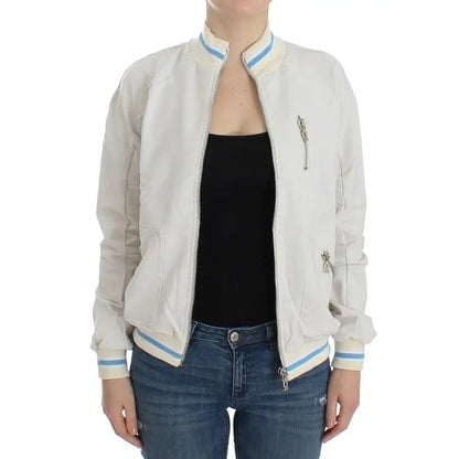 John Galliano White Mock Zip Cardigan Sweatshirt Sweater