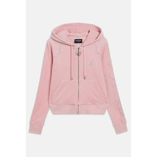 Juicy couture pink polyester sweatshirt med hjerteformet lynlås i blødt pink velour