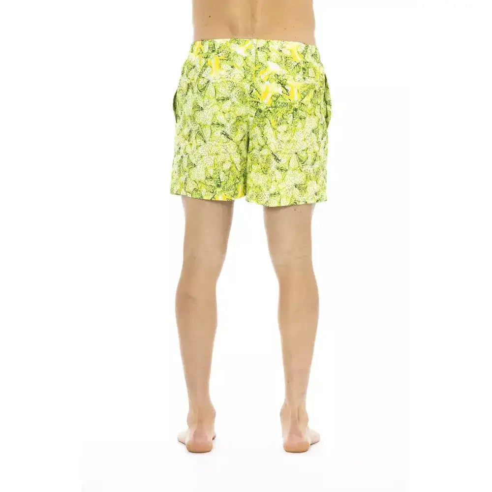 Just Cavalli Green Polyester Men Swim Short