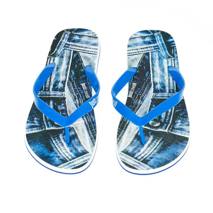 Just Cavalli light blue EVA men sandal med denim print