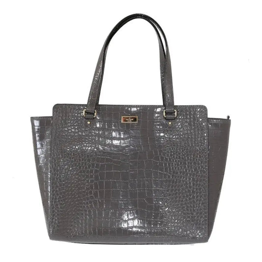 Kate Spade Grey Croc Embossed Leather Elissa Bristol Drive Tote Handbag Bag