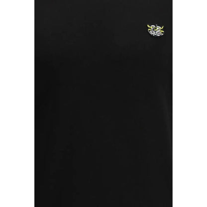 Kenzo black cotton sweatshirt med sort notesbog og farverig ugle-emblem