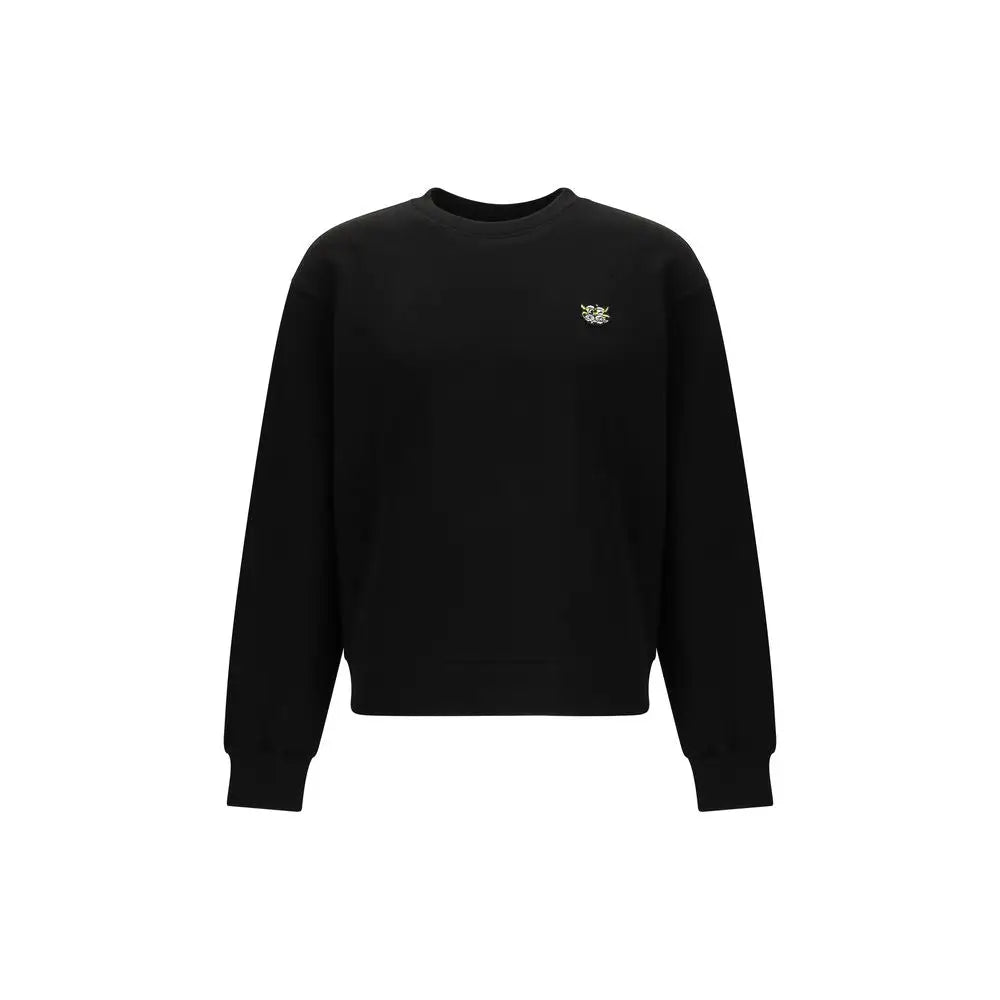 Kenzo black cotton sweatshirt with embroidered logo on chest