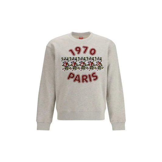 Grå Kenzo sweatshirt med 1970 Paris tiger-motiver, 100% originale brands