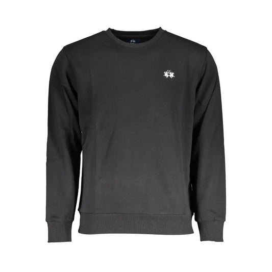 La Martina black cotton sweater med hvid logo på venstre bryst