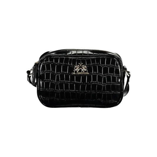 La Martina black polyethylene crossbody taske med krokodillemønster