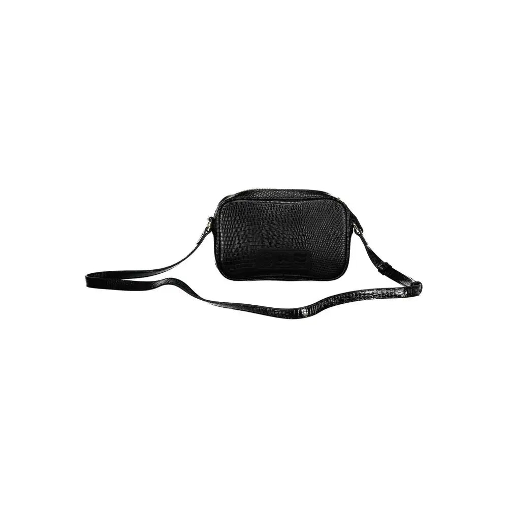 La Martina black polyethylene crossbody taske med krokodilletekstur