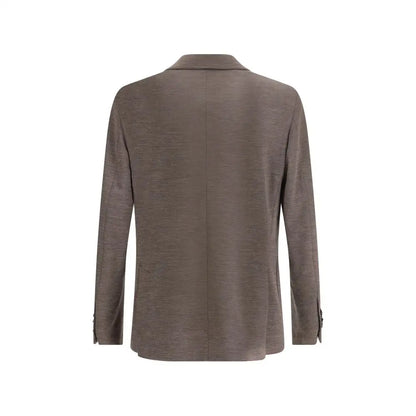 Sleek taupe Lardini Easy Wear Drop Jacket med tekstureret væv