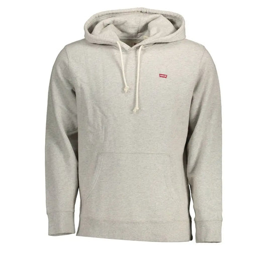 Lysegrå heathered Levi’s hoodie med rødt logo, 100% originale brands