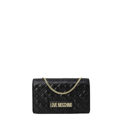 Love Moschino sorte polyethylen håndtaske i sort quiltet design med guld kæde