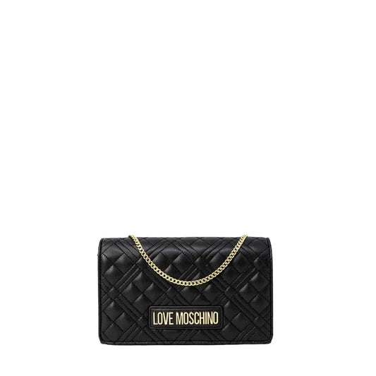 Love Moschino sorte polyethylen håndtaske i sort quiltet design med guld kæde