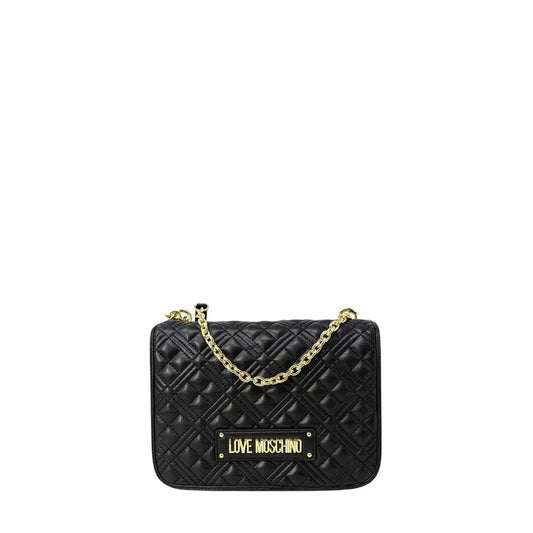 Sort Love Moschino sort quiltet crossbody taske med guld kæde og logo