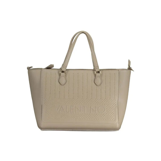 Mario Valentino beige polyethylene håndtaske med logo og perforeret læder