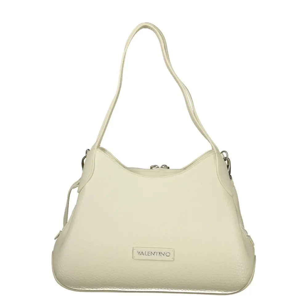 Hvid Mario Valentino håndtaske i cremfarvet læder med sølvbeslag