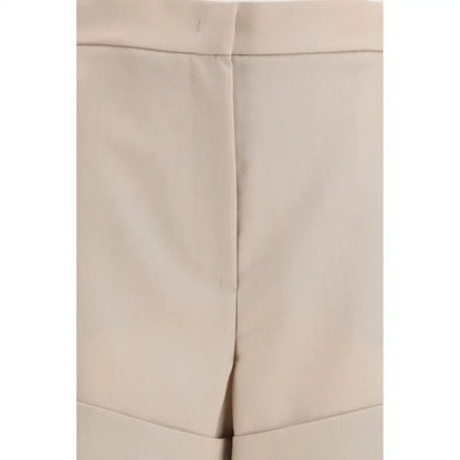 Max Mara bicolor fleece wool shorts i beige høj talje med ren snit