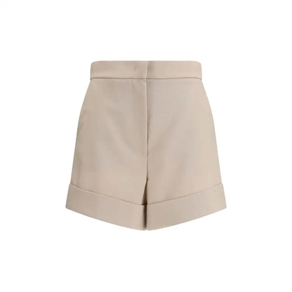 Max Mara bicolor fleece wool shorts med beige høj talje og rullede manchetter
