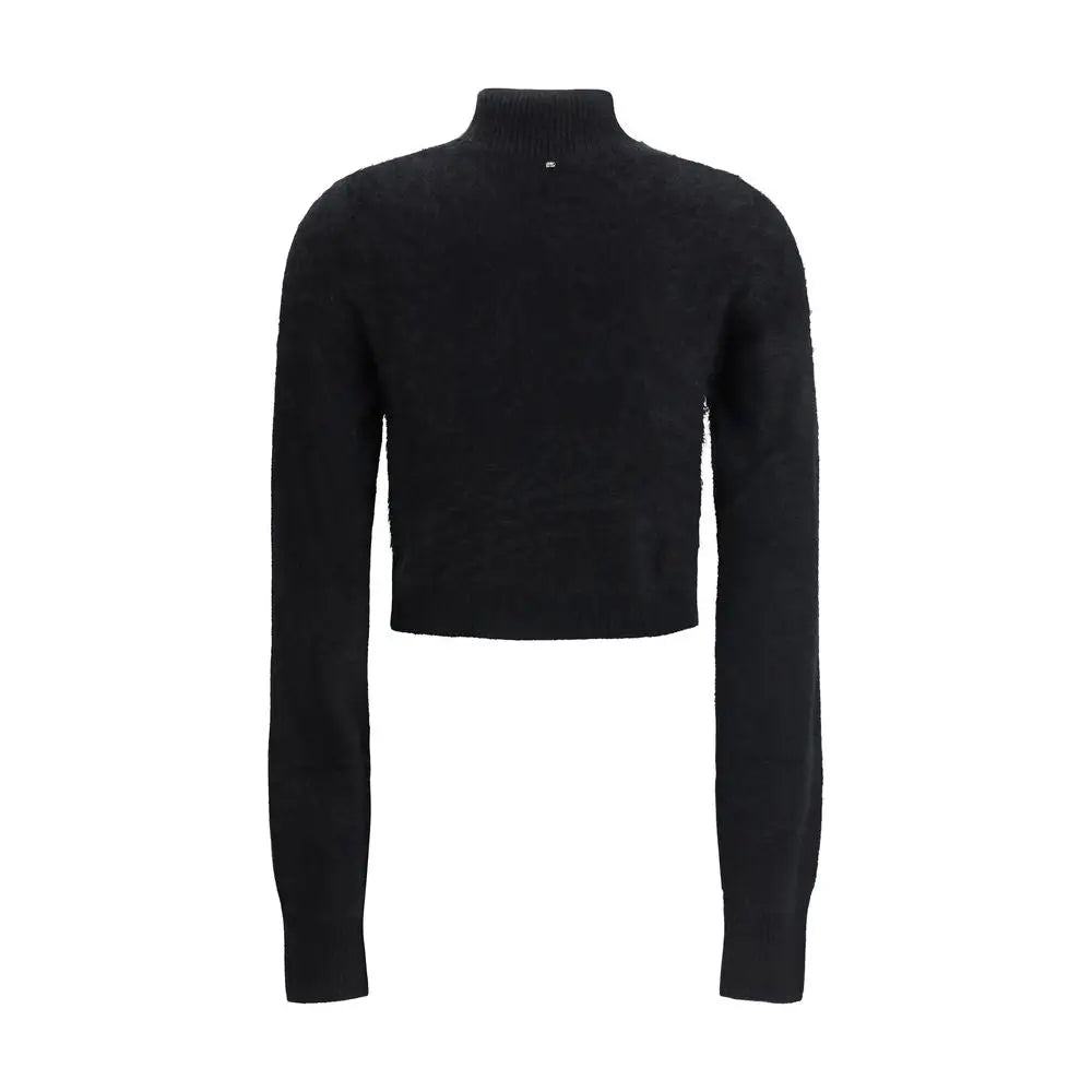Max Mara sort cashmere sweater i sort sort nakketrolneck med tekstureret strik
