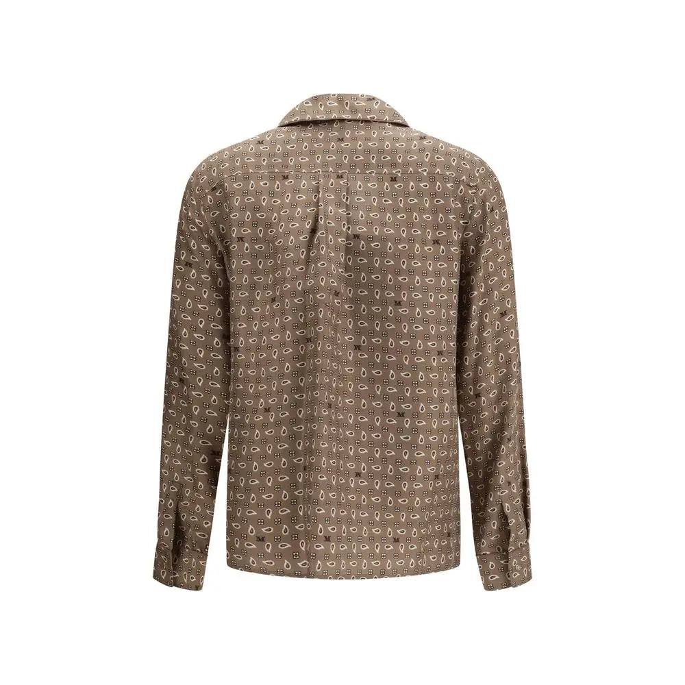 Max Mara brun silke mønster shirt i brun med beige paisley