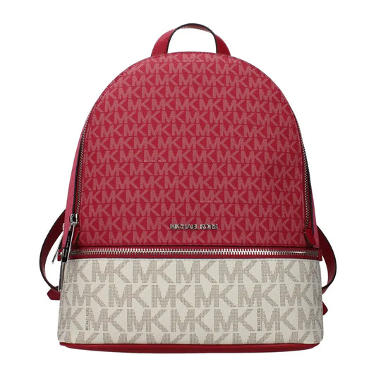 Rød og cremede tofarvet Michael Kors rygsæk med MK-logo mønster i beige stof