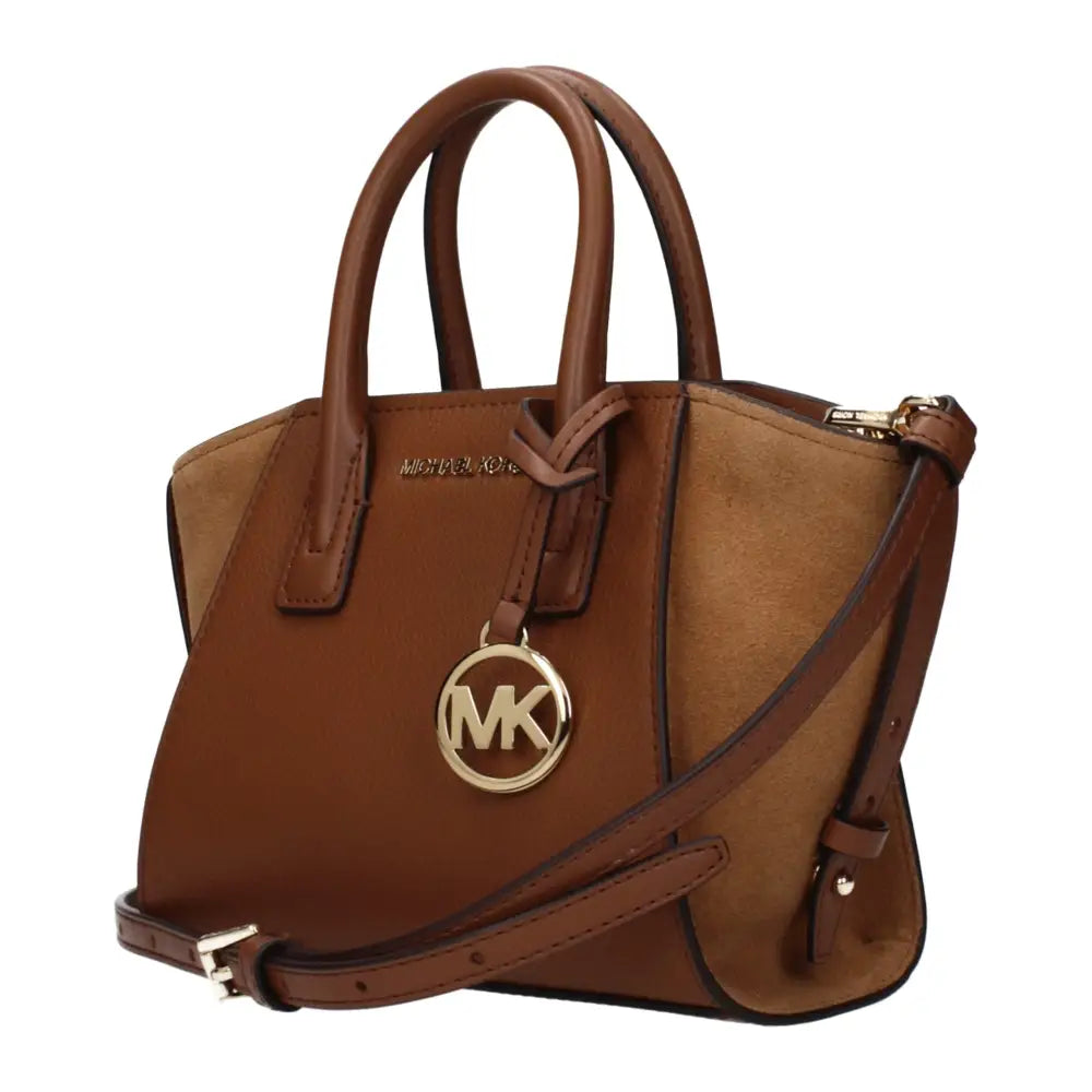 Michael Kors brown two-tone leather handbag with gold hardware