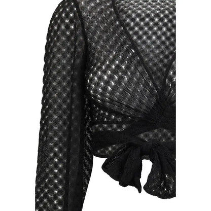 Missoni black rayon top i sort silke-lignende blonder med knyttet talje