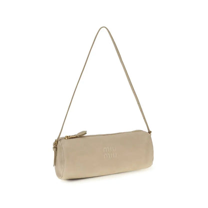 Miu Miu beige læder skulderpose med guld lynlås fra 100% originale brands