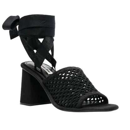 Miu Miu Black Fabric Platform Sandals - Sandaler