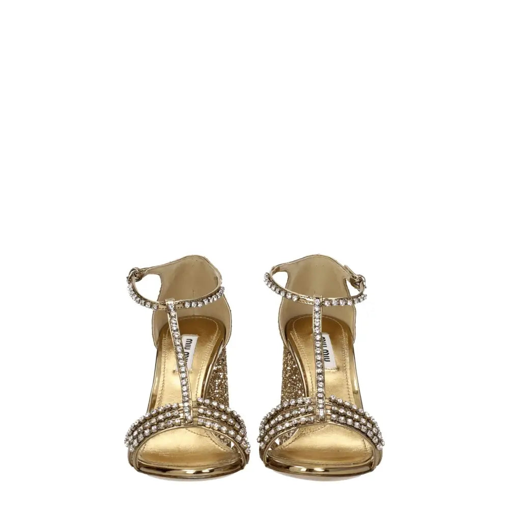 Miu Miu Gold Plastic Platforms - Sandaler