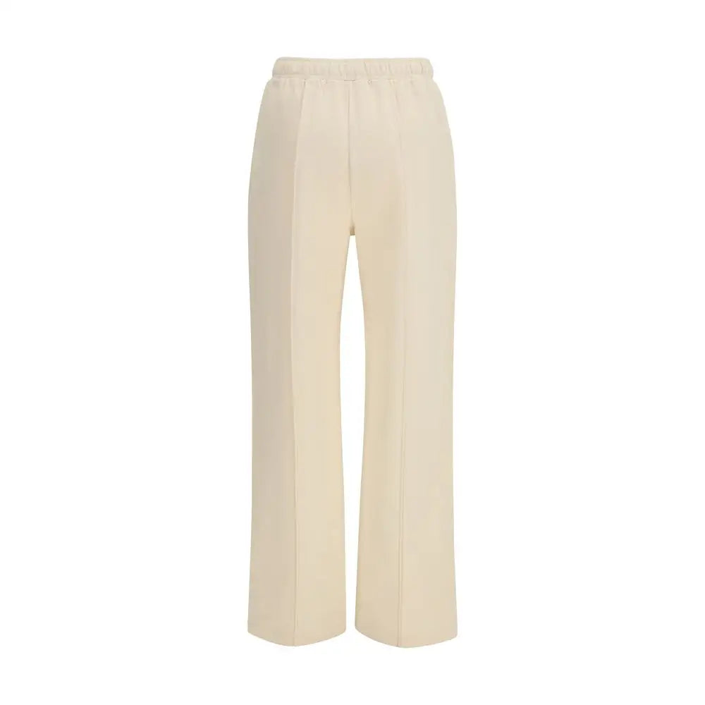 Moncler beige cotton athletic pants med elastik talje