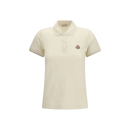 Moncler beige bomuldspolo – outlet mærkevarer, 100% originale brands