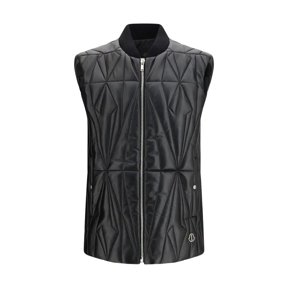 Moncler x Rick Owens rick owens black quilted vest med diamantmønster
