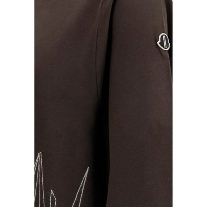 Moncler x Rick Owens brun bomuldst-shirt med mørkebrun Moncler-logo