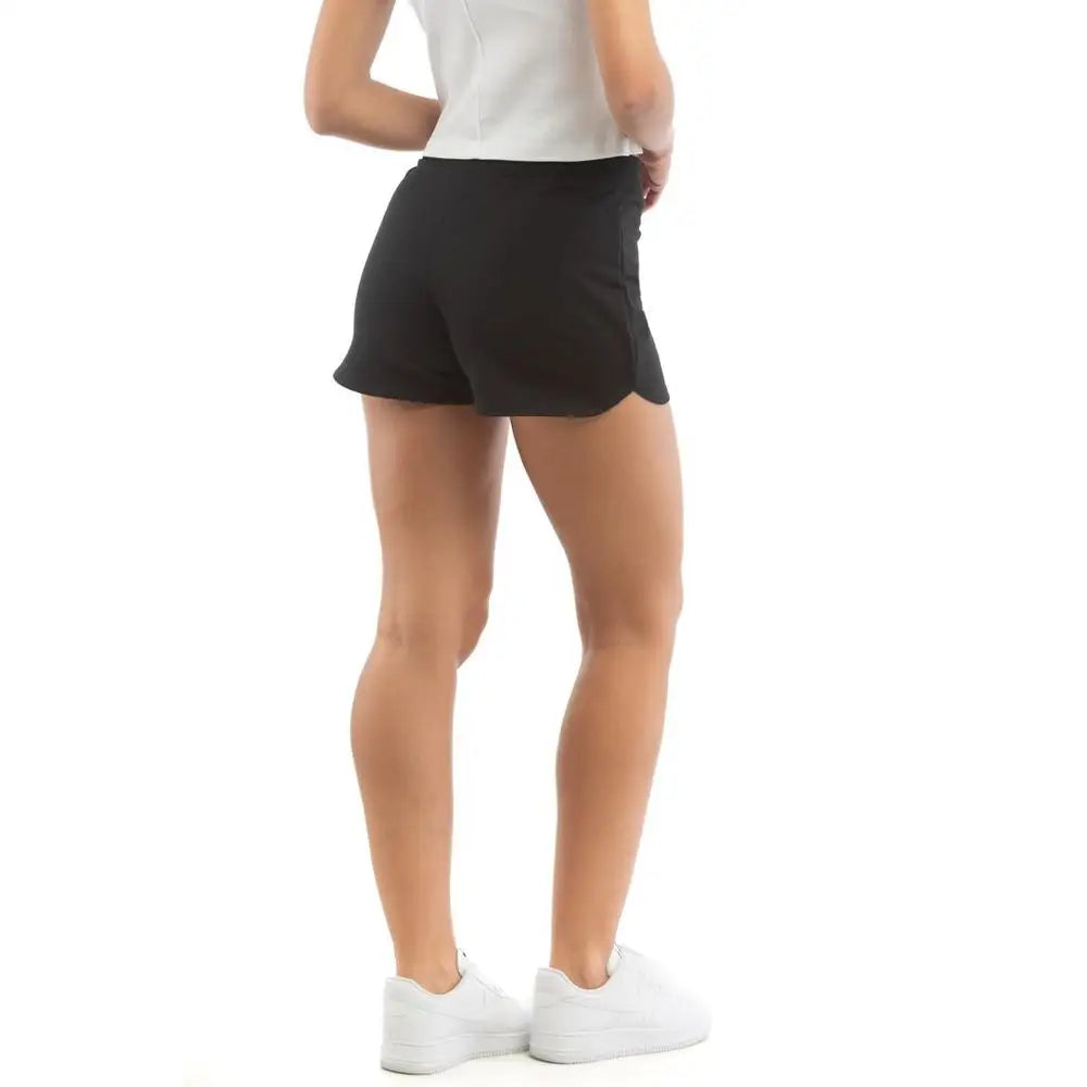 Moschino black cotton shorts med bølget kant og side lommer