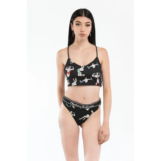 Sort Moschino sort polyester tank top med underbukser