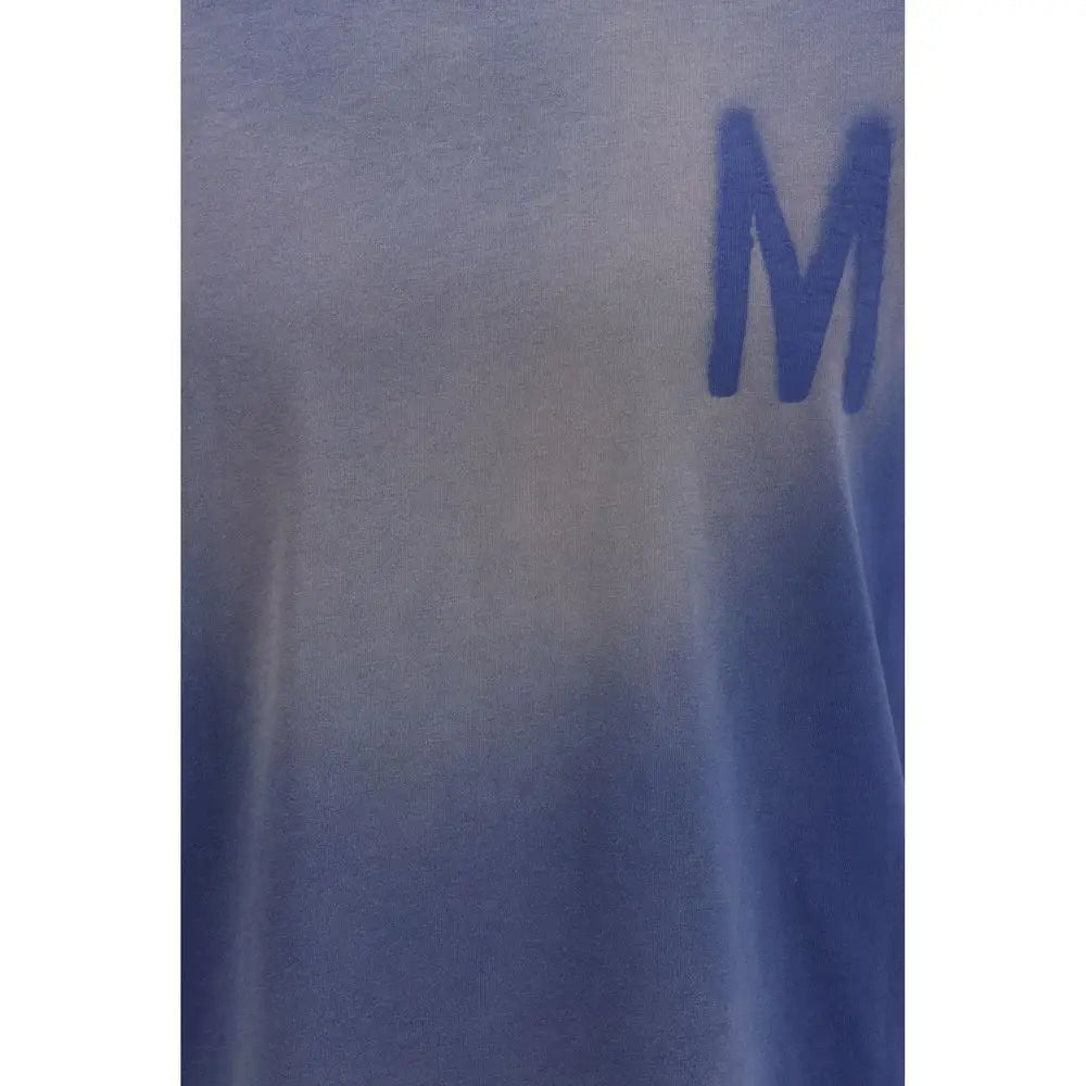 Moschino blå bomuld t-shirt med mørkeblå gradient m-tryk