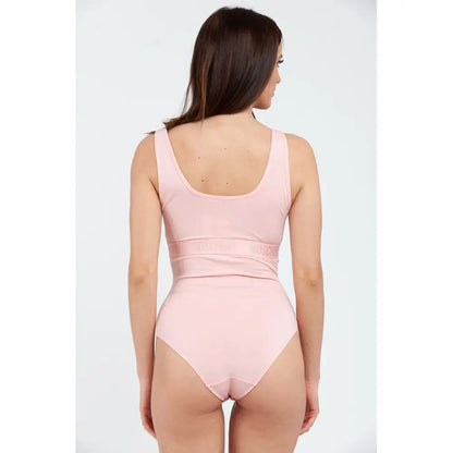 Moschino multicolor cotton bodysuit i blød pink med elastik i taljen