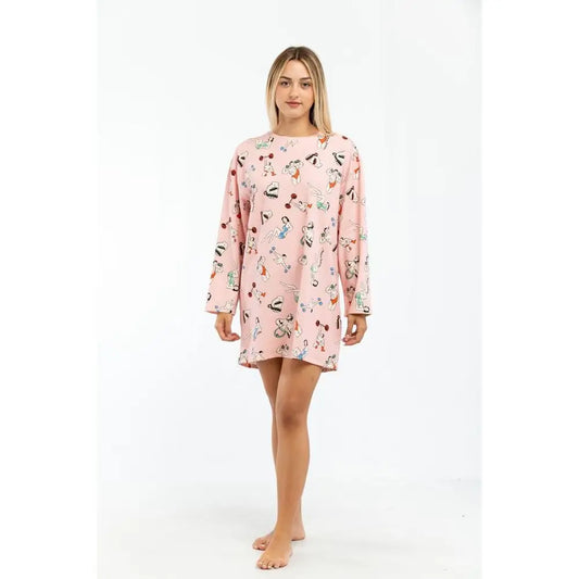 Moschino pink cotton casual dress with playful athlete pattern