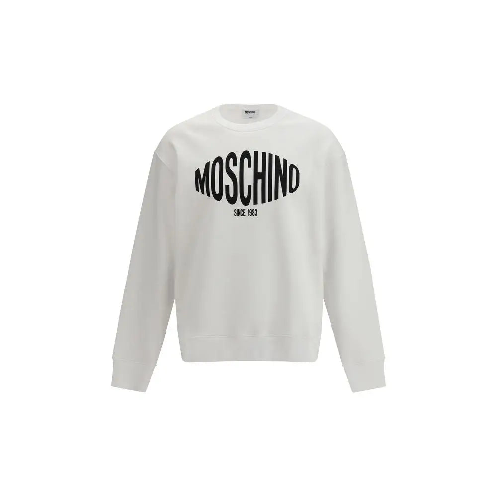 Hvid Moschino sweatshirt med sort logo, 100% originale brands