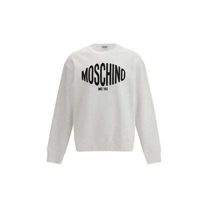 Hvid Moschino sweatshirt med sort logo, 100% originale brands