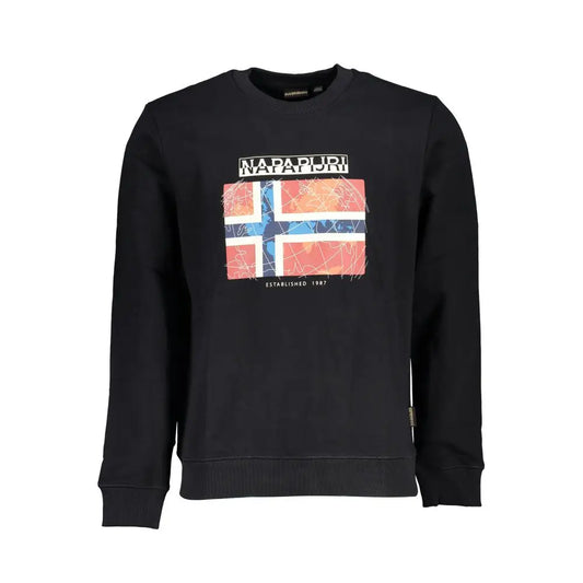 Napapijri black cotton sweater med norsk flag-motiv