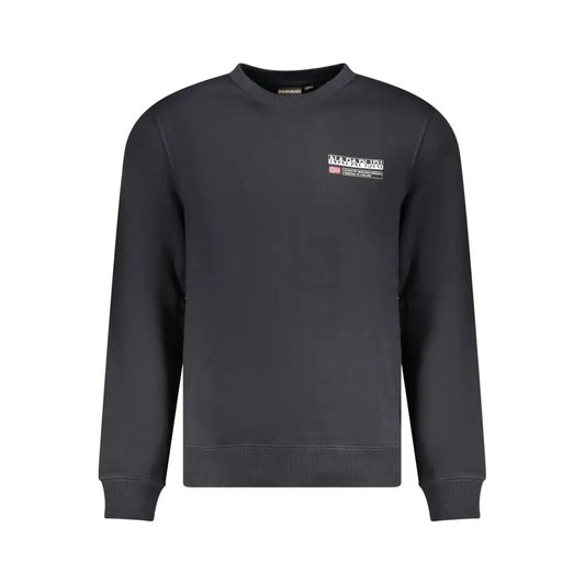 Napapijri black cotton sweater i mørkegrå med hvid logo