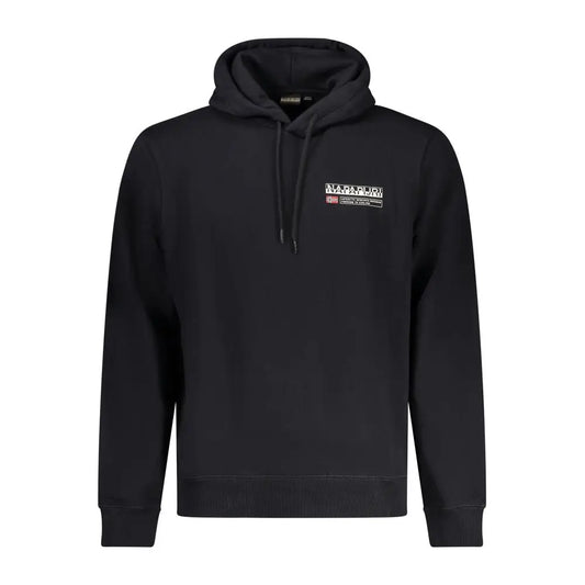 Sort sorte Napapijri hoodie med hvid logo, 100% originale brands