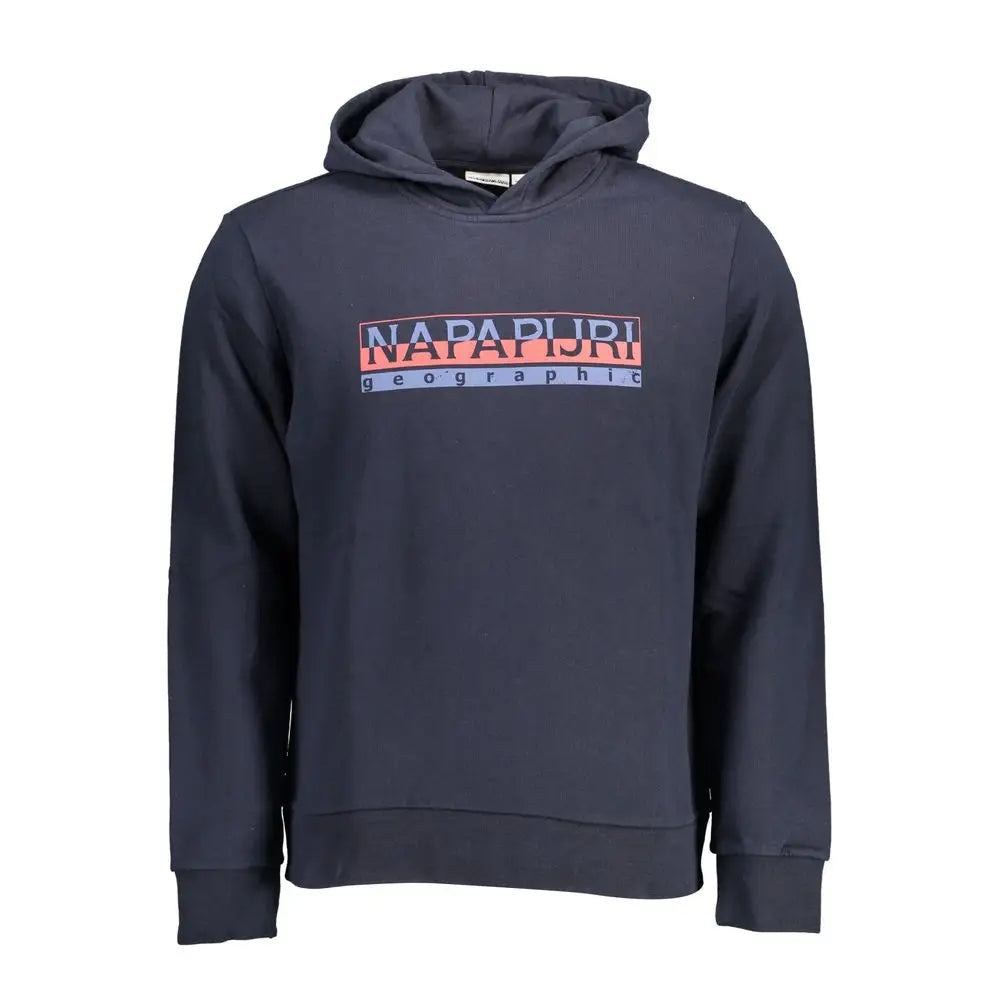 Mørkegrå Napapijri-hoodie med blå bomuld og orange-blå logo