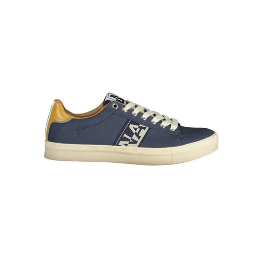 Napapijri blue polyester low-top sneaker with yellow heel tab
